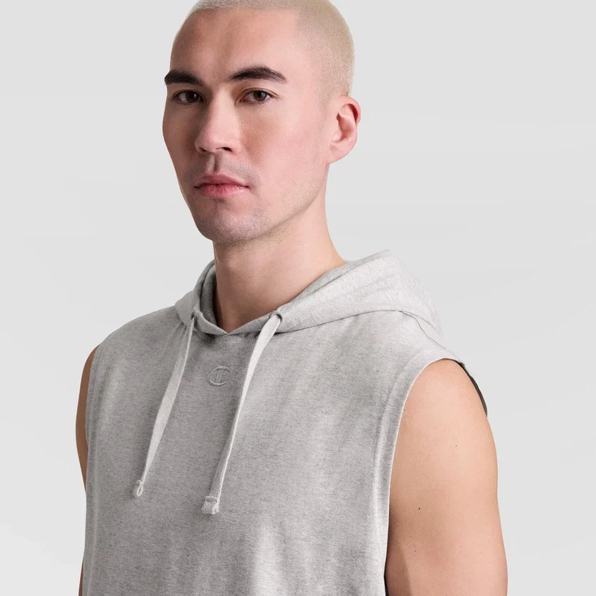Bluza bez rękawów z kapturem, haftowane C Logo