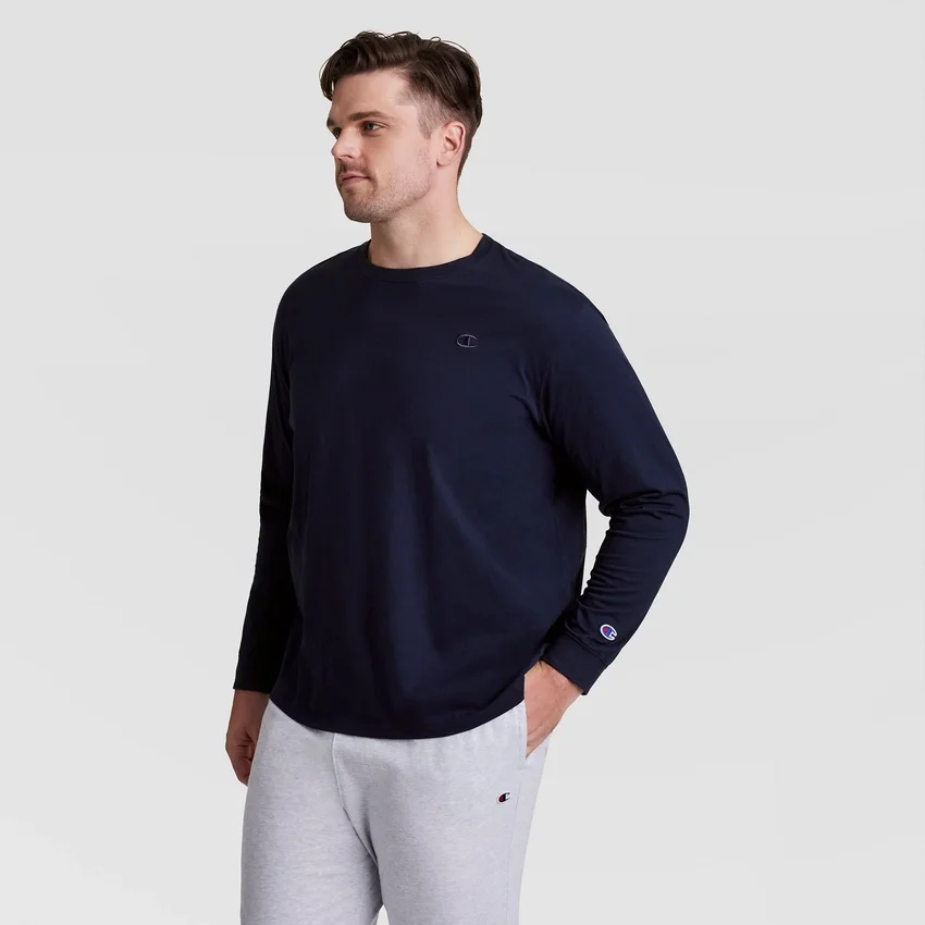 Klasyczny T-shirt z długim rękawem, haftowane C Logo – rozmiary duże i wysokie