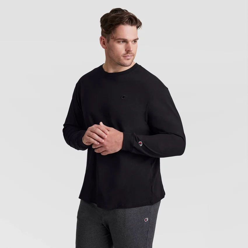 Klasyczny T-shirt z długim rękawem, haftowane C Logo – rozmiary duże i wysokie