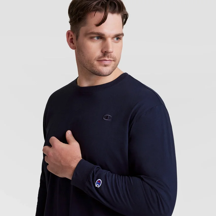 Klasyczny T-shirt z długim rękawem, haftowane C Logo – rozmiary duże i wysokie