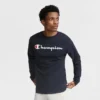 Klasyczny T-shirt z długim rękawem i nadrukiem, Script Logo