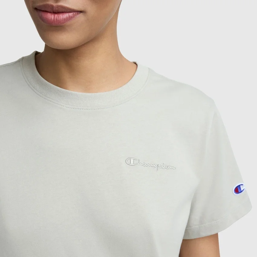 Klasyczny T-shirt z napisem w tym samym odcieniu na lewej piersi