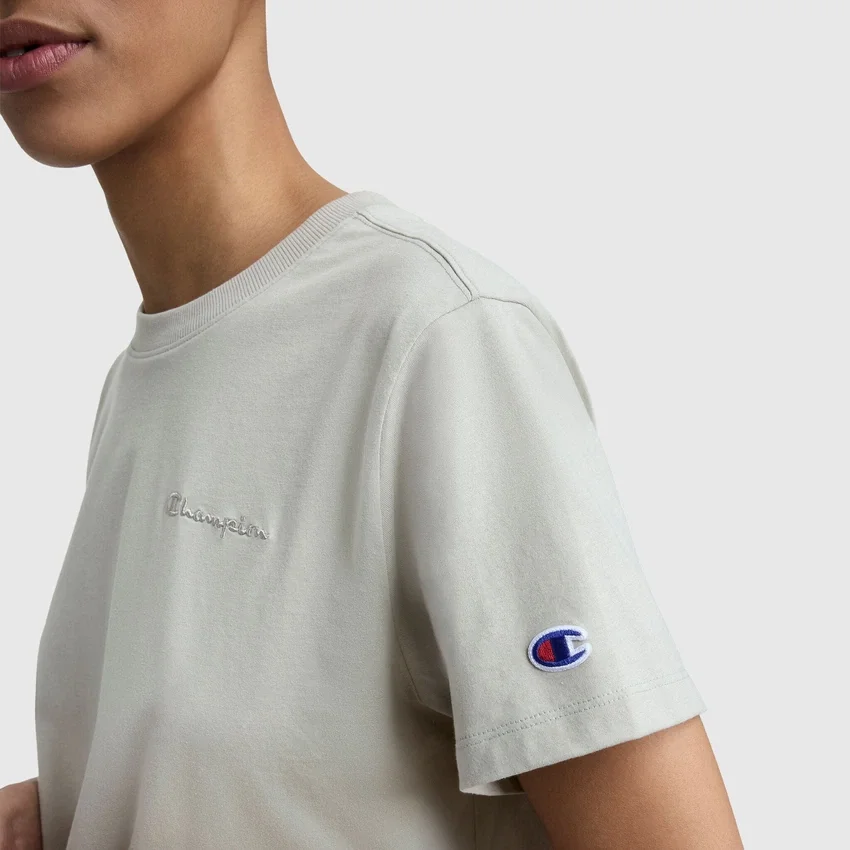 Klasyczny T-shirt z napisem w tym samym odcieniu na lewej piersi