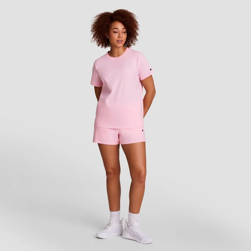 Klasyczny T-shirt z napisem w tym samym odcieniu na lewej piersi