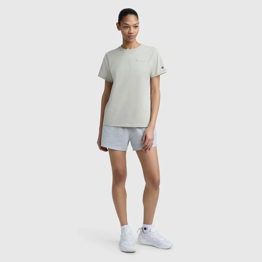 Klasyczny T-shirt z napisem w tym samym odcieniu na lewej piersi