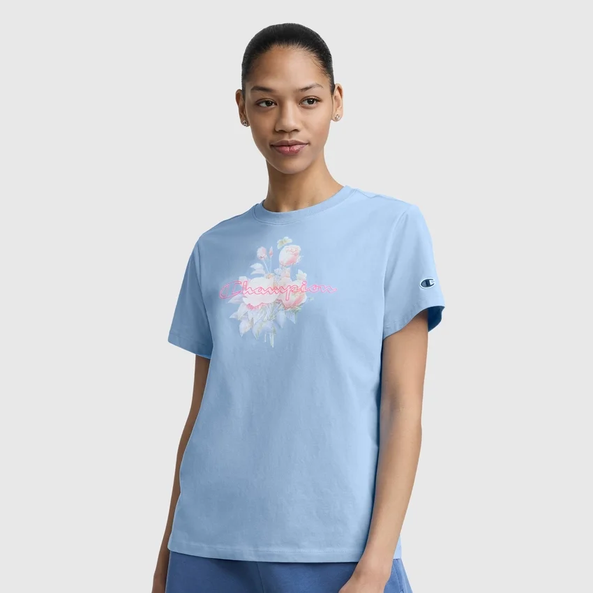T-shirt z nadrukiem „Blurred Roses” i C Logo