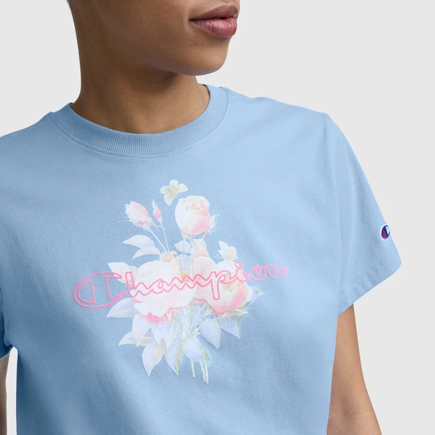 T-shirt z nadrukiem „Blurred Roses” i C Logo